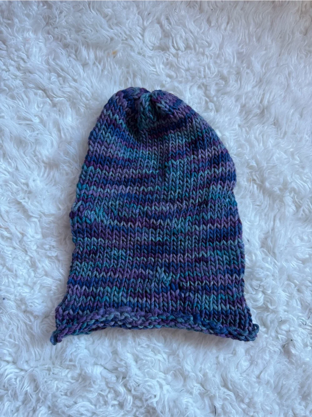 Handknit Beanie Hand dyed Merino Wool - Aurora